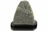 Tall, Silvery, Druzy Quartz Cluster With Wood Base - Uruguay #121344-1